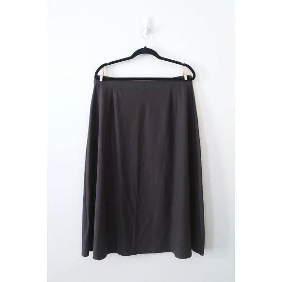 Eileen Fisher Size L Brown Washable Crepe A Line Skirt Knee Length Elastic Waist - Picture 5 of 11
